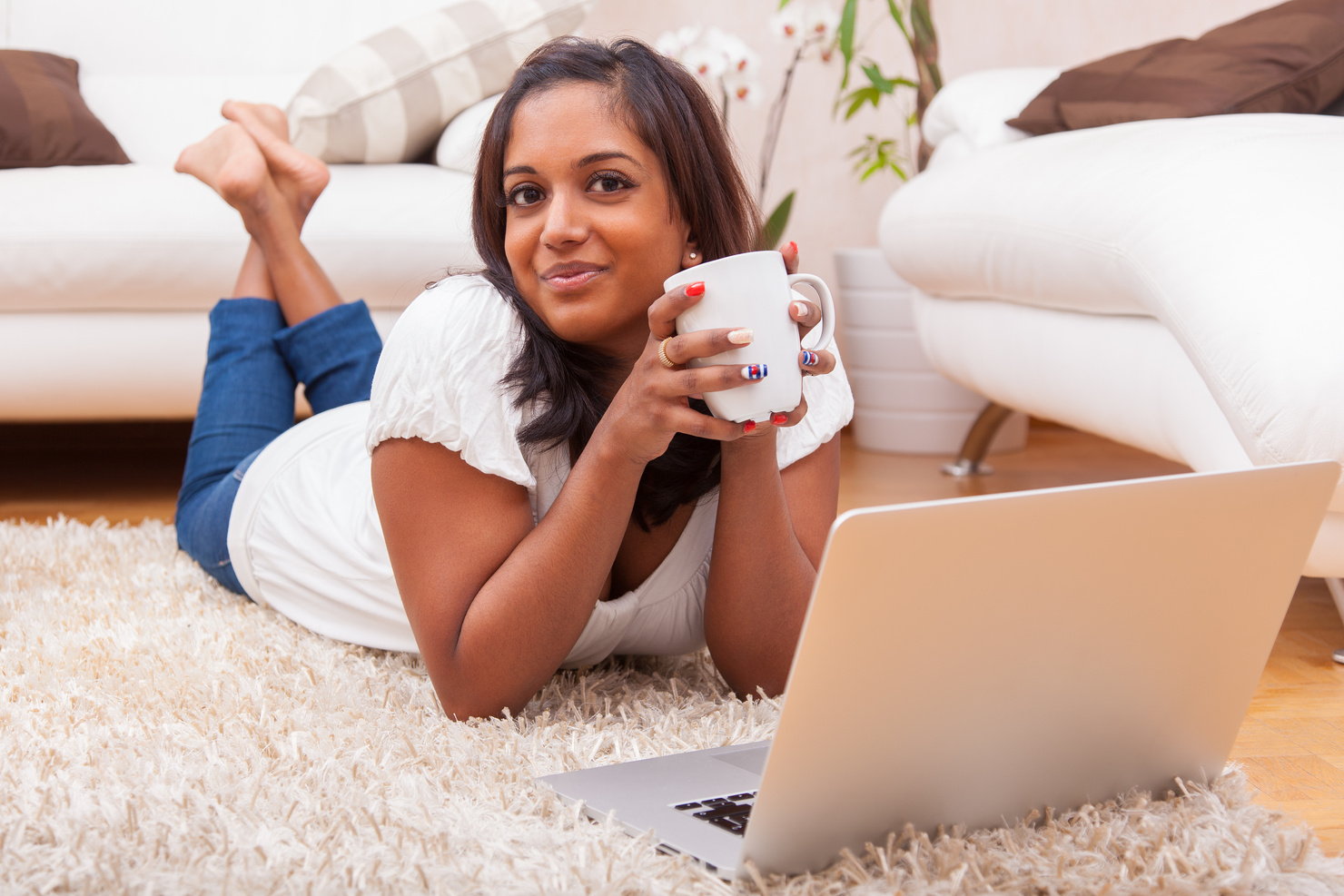 Indian Woman Using a Laptop